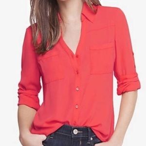 Express Portofino Shirt in Coral Pink, size M